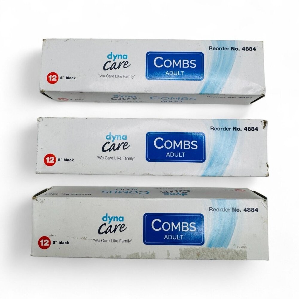 3x Dyna Care 6" Black Adult Hair Comb 12 per Box
